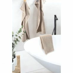 Brandneu ❤️ Cawö Natural Streifen Duschtuch - 80x150 Cm - Natur-caramel ? -Bassetti -Geschäft unnamed file 455
